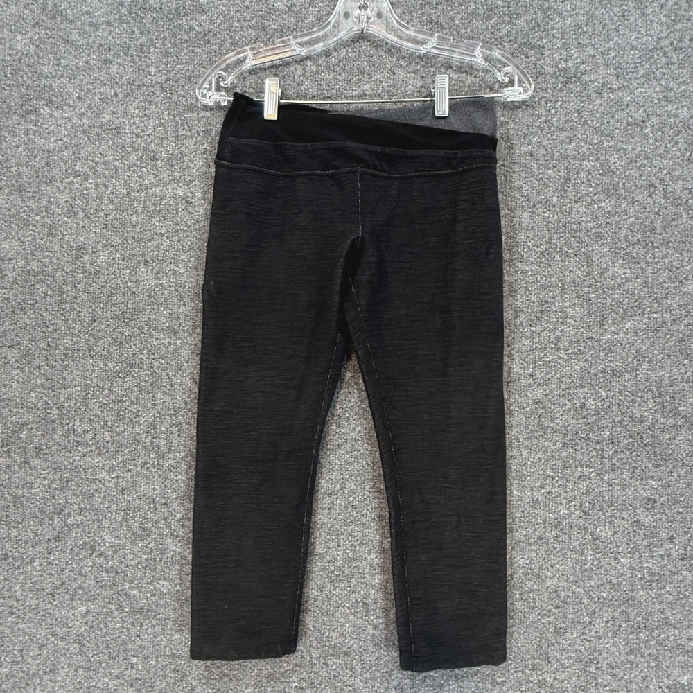 Lululemon Leggings Womens 4 Black Heathered Fold Over Waist Cropped Capri